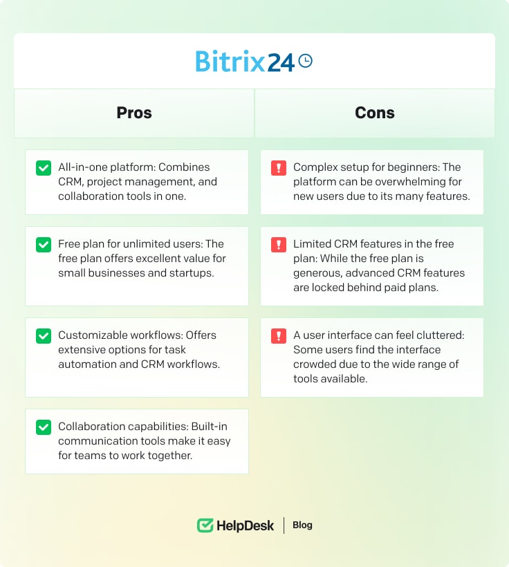 Bitrix24 pros and cons