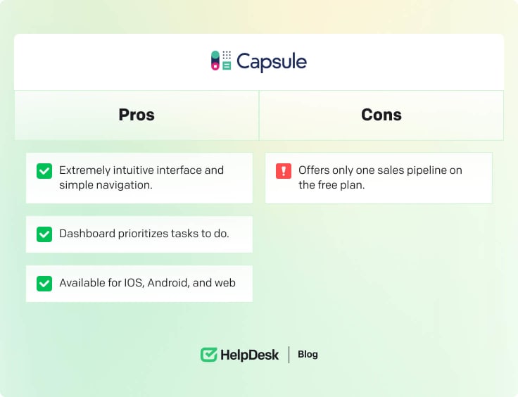 Capsule CRM pros and cons