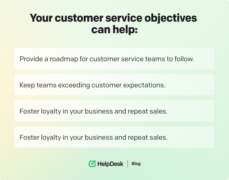 Customer service objectives