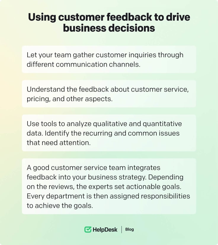 Customer feedback in the support team