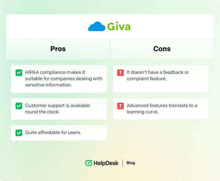 Giva's pros and cons