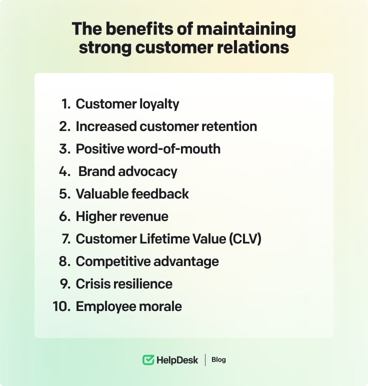 The benefits of maintaining strong customer relations