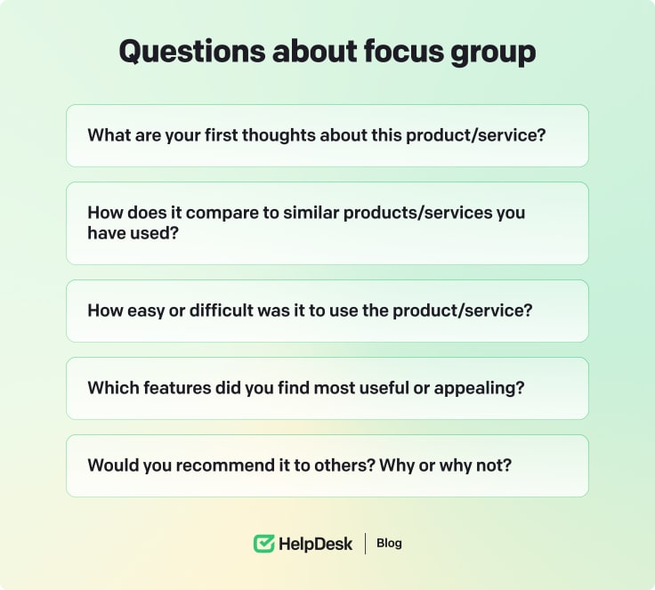 Questions about focus group