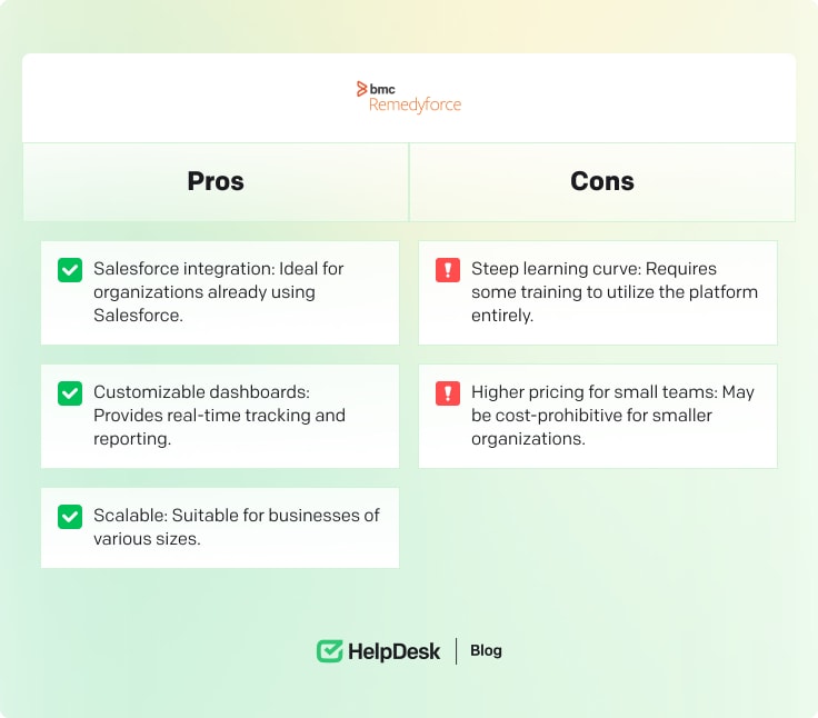 RemedyForce Pros and cons
