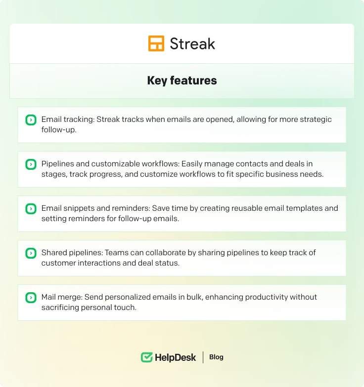 Streak key features