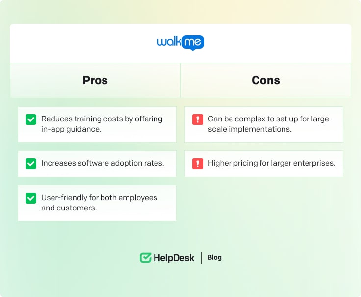 WalkMe pros and cons