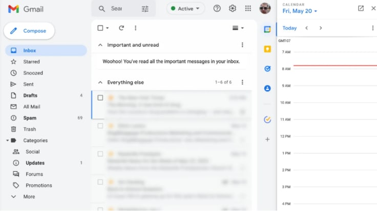 Gmail interface