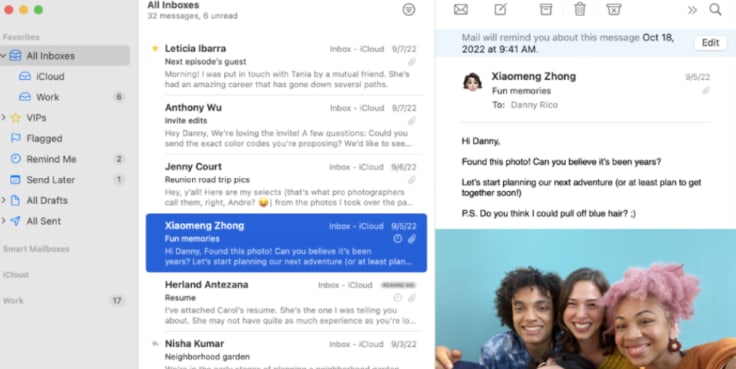Apple Mail interface