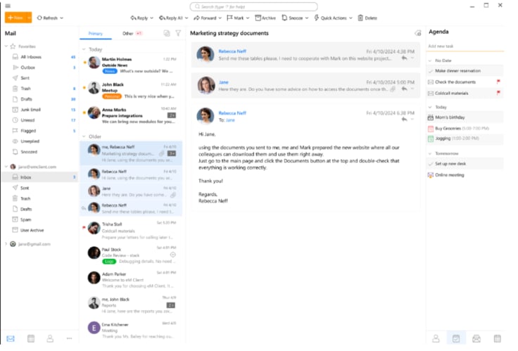 eM Client interface