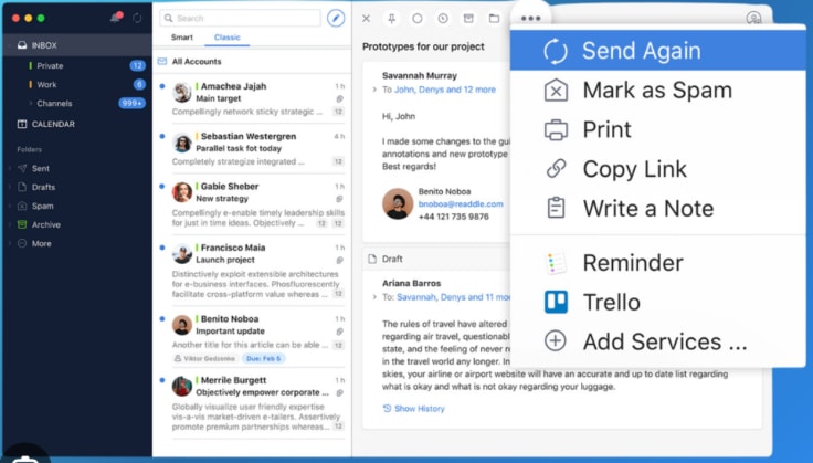 Canary Mail interface