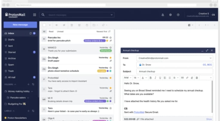 Proton Mail interface