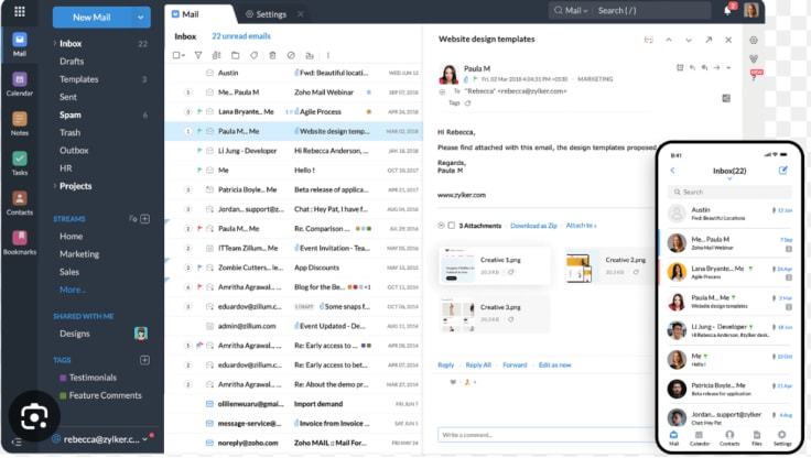 Zoho Mail interface