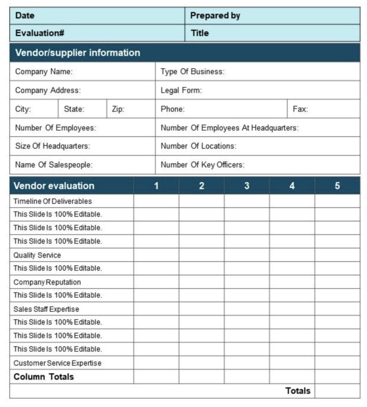IT vendor assessment form template 
