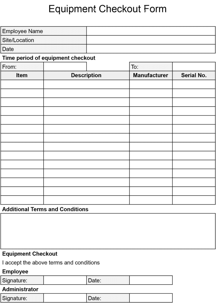 IT equipment checkout request form template 