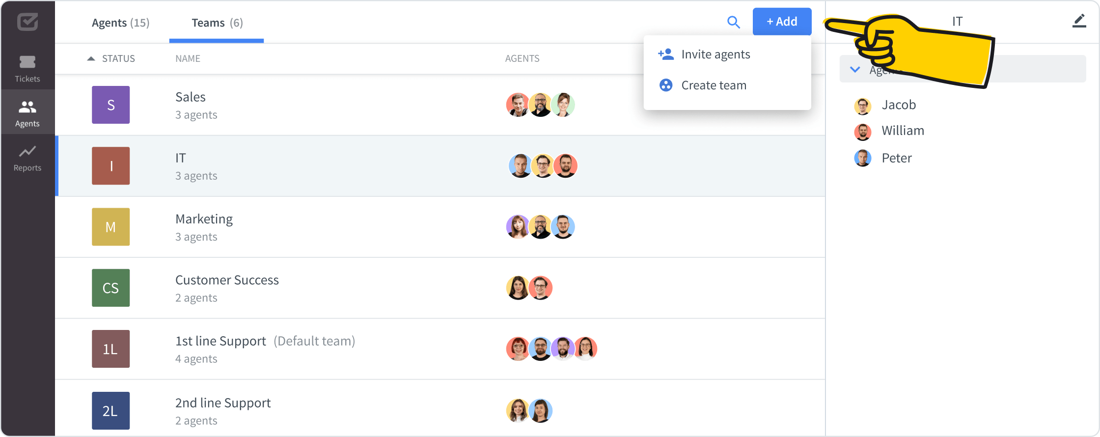 Creating teams in HelpDesk app