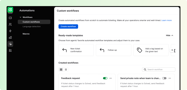 HelpDesk customer workflows