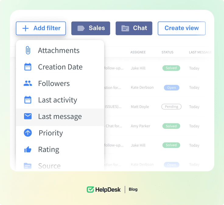 Search and filter capabilities in HelpDesk
