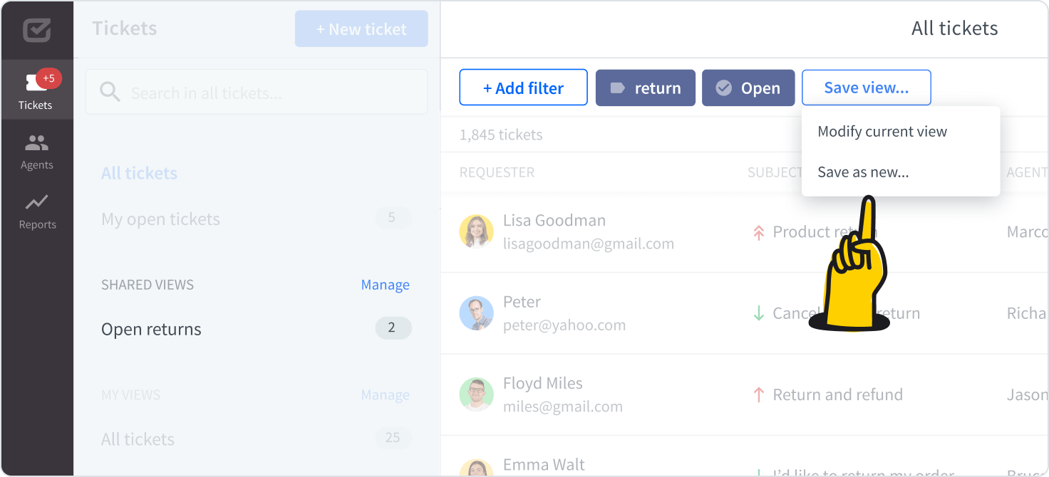 Shared views in HelpDesk