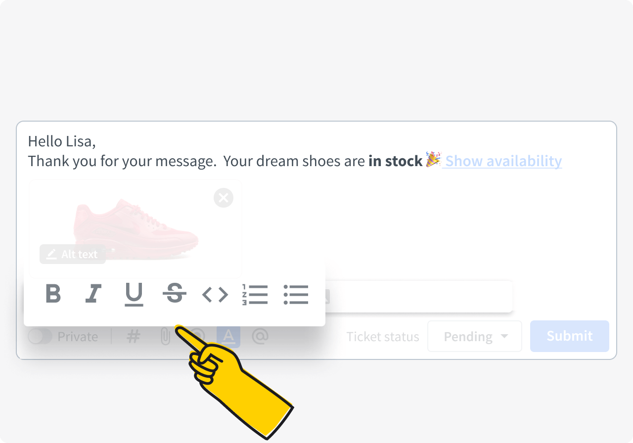 Formatting text in HelpDesk