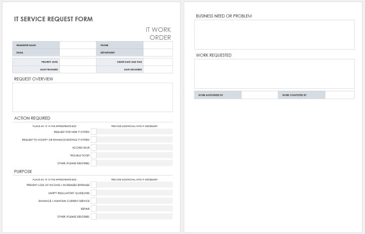 IT service request form template