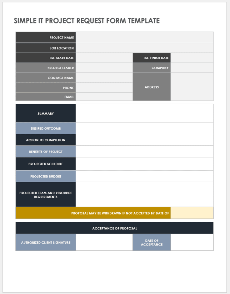 IT project request form template