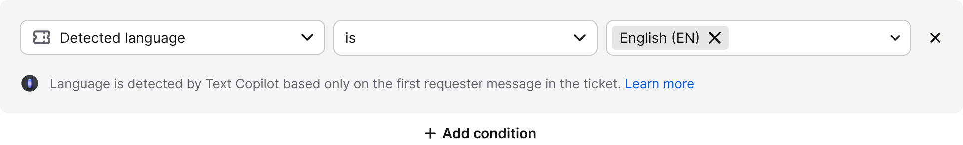 The language detection in rules in HelpDesk.