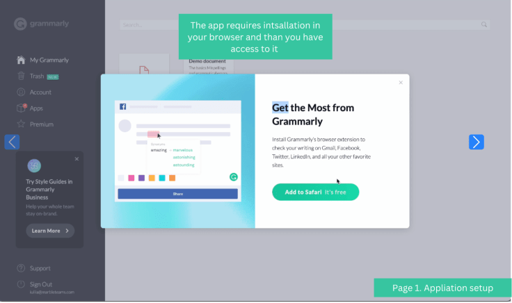 Grammarly onboarding