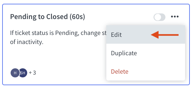 Editing the automation rule in HelpDesk.