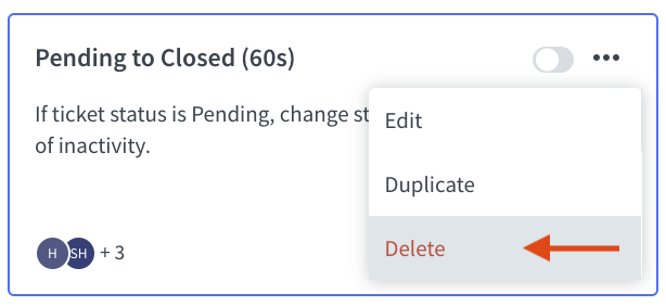 Deleting the rule in HelpDesk.