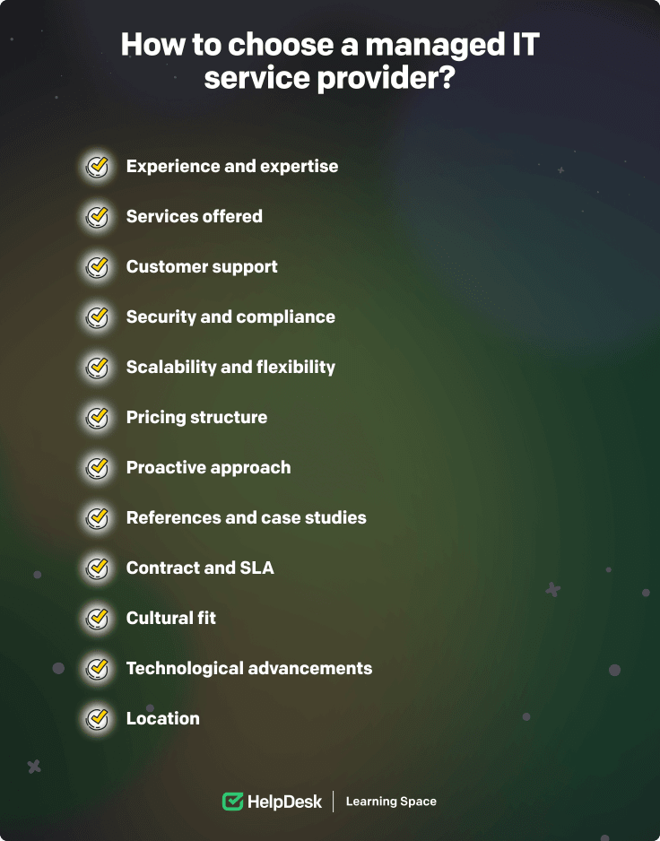 Factors to consider when choosing a managed IT service provider
