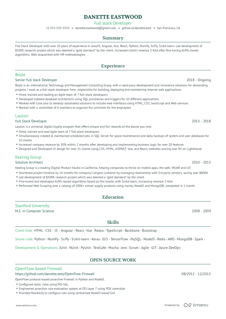 Chronological resume template 