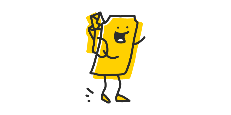 Happy ticket character with a fitting backpack that allows it to make any moves quickly.