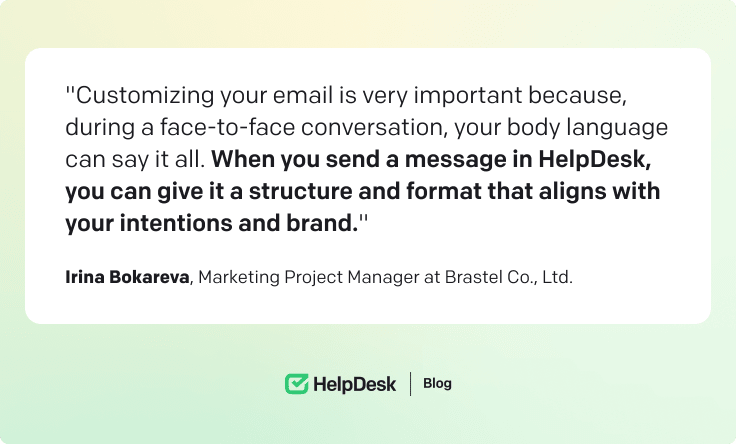 Quote from Irina Bokareva, Marketing Project Manager at Brastel Co., Ltd.