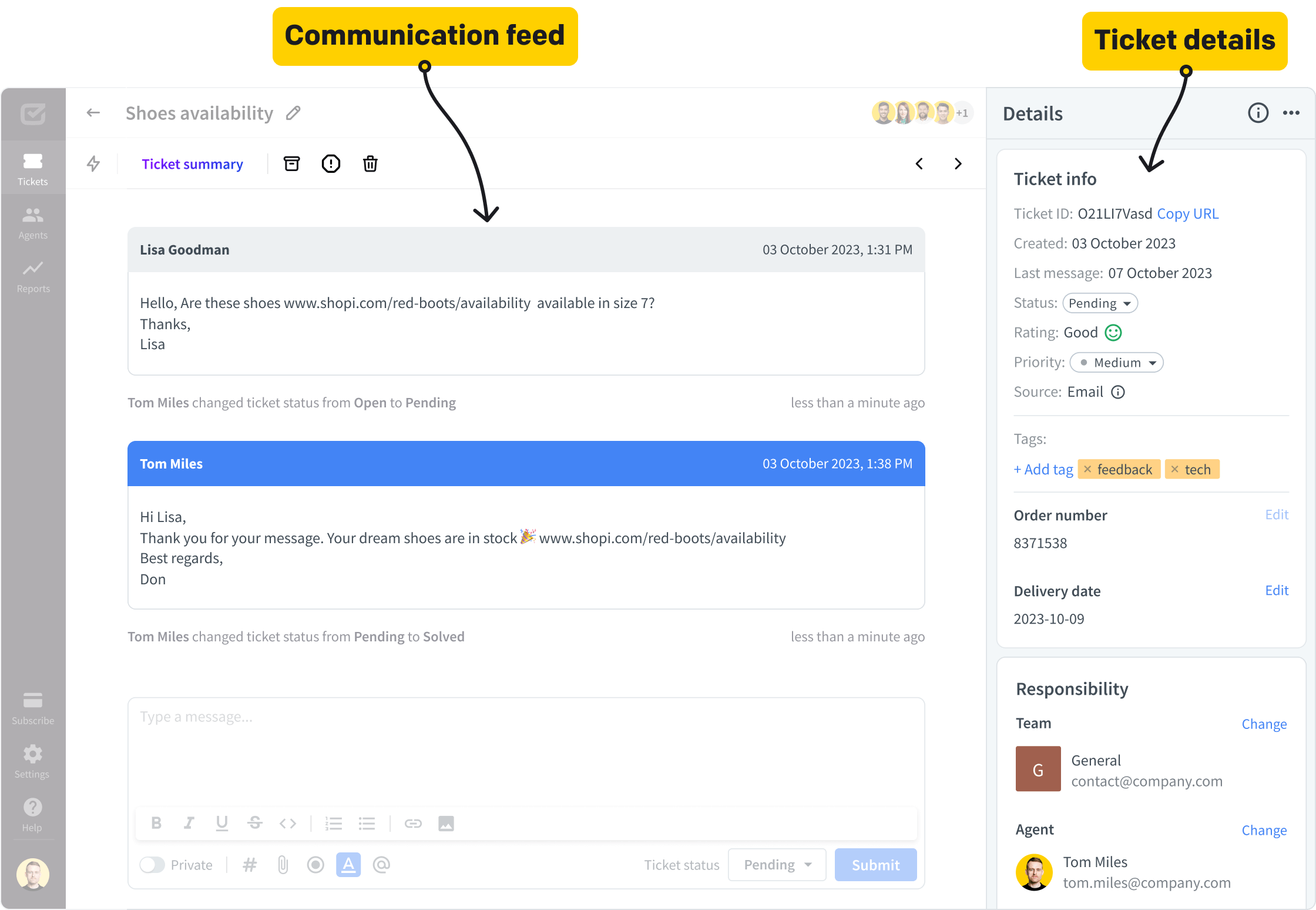 Ticket view in HelpDesk app